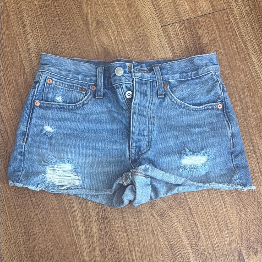 Madewell Blue Distressed Jean Shorts